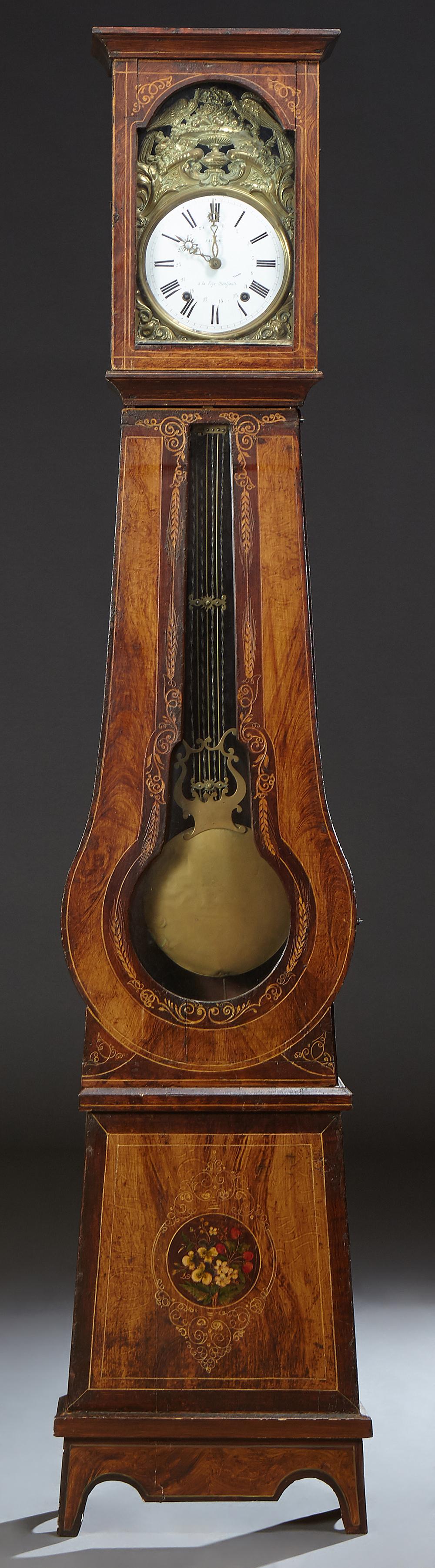 French Faux Bois Pine Tallcase Clock, the ogee crown (1 of 1)