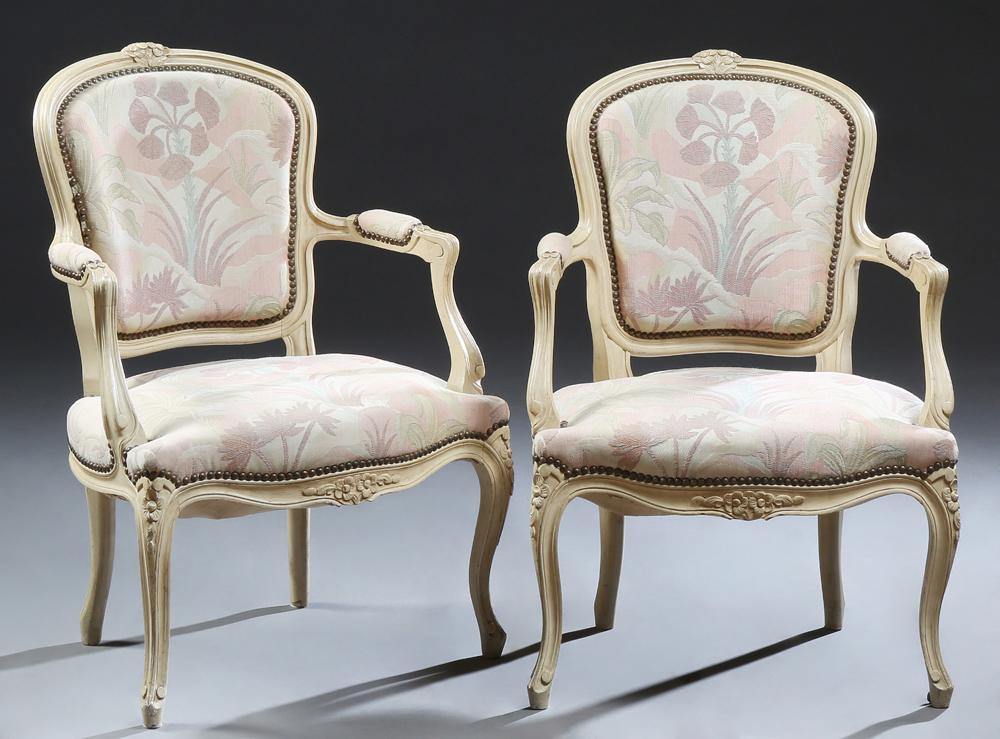 Pair of French Louis XV Style Polychromed Beech (1 of 1)