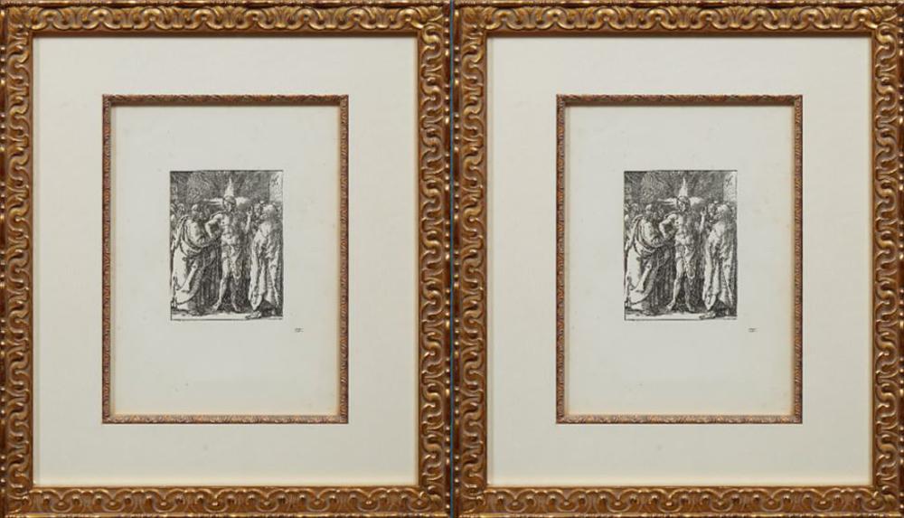 E. Altrini, "Figures on a Road," 19th c., oil on panel, (1 of 5)