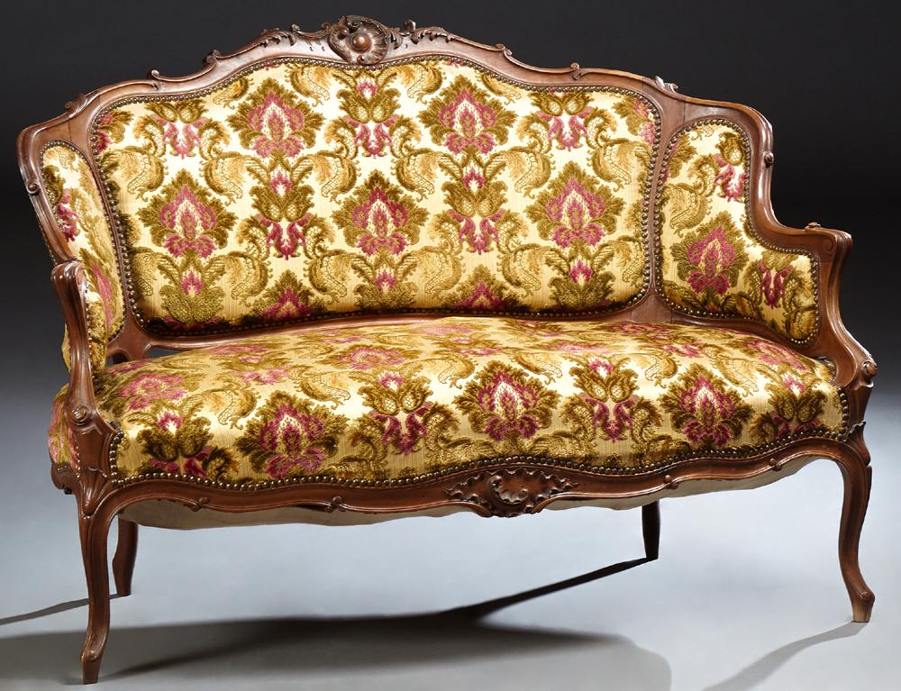 French Carved Walnut Louis XV Style Settee, early 20th (1 of 1)
