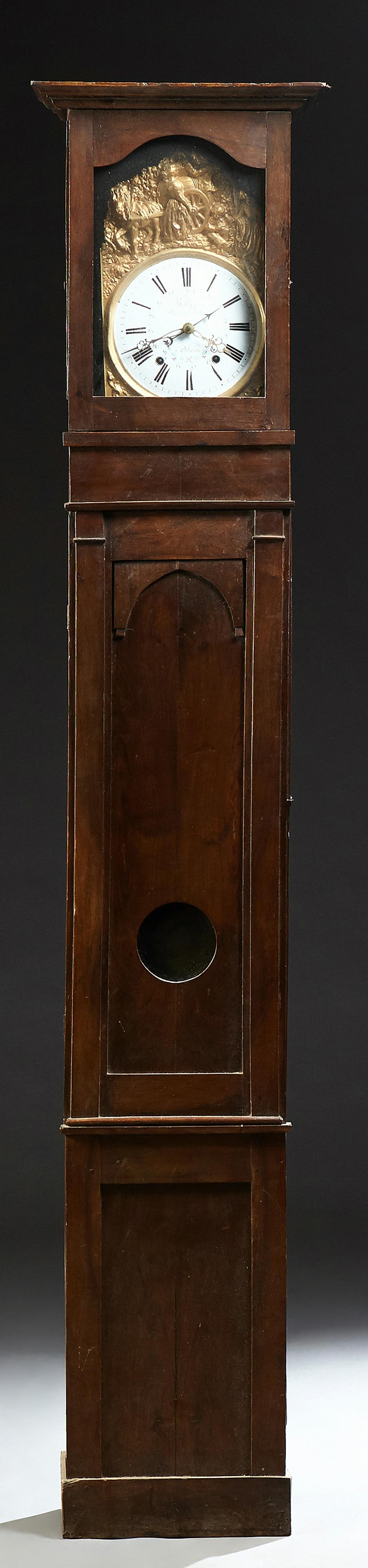 French Provincial Carved Walnut Tallcase Clock, 19th (1 of 1)