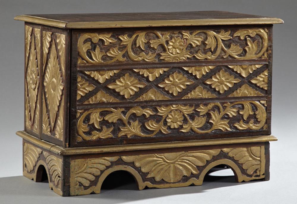 Continental Carved Mahogany Document Box, early 20th (1 of 2)
