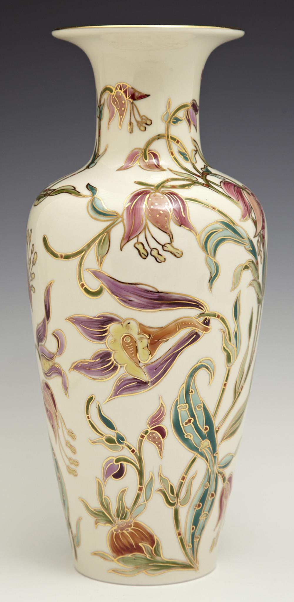 Zsolnay Ceramic Baluster Vase, 20th c., with an everted (1 of 5)