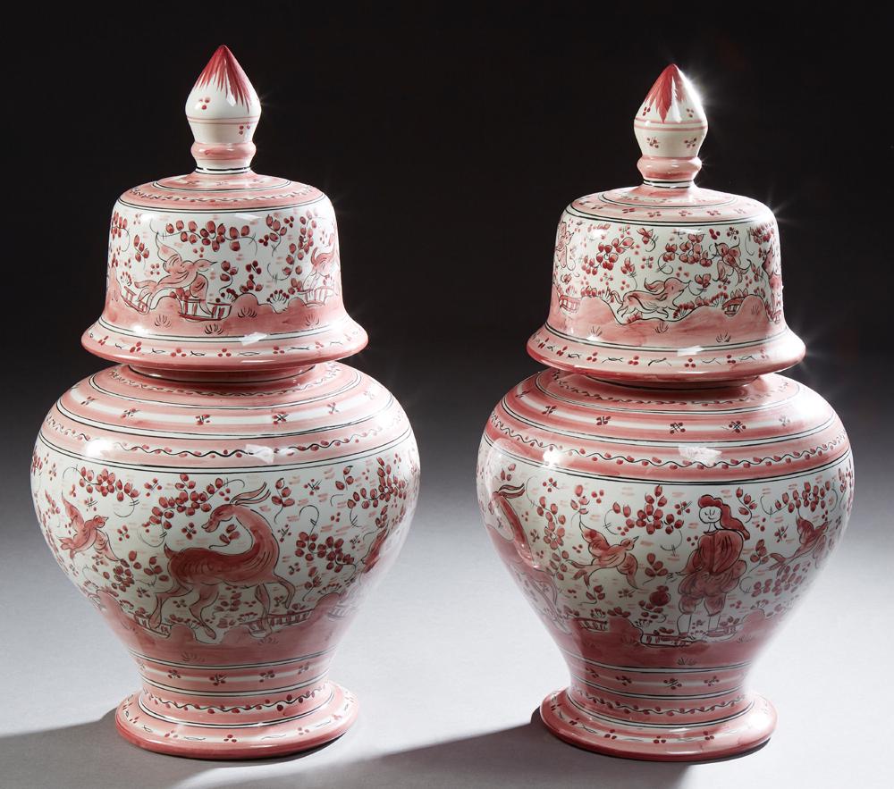 Pair of French Provincial Hand Painted Ceramic Baluster (1 of 2)