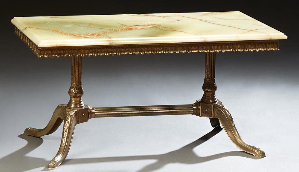 French Louis XV Style Brass and Onyx Coffee Table, 20th (1 of 1)