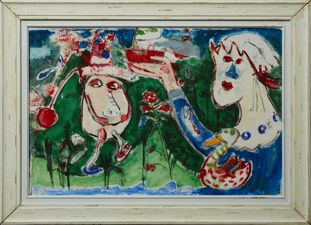 Henriette van Diest, "Two Abstract Figures," 20th c., (1 of 2)