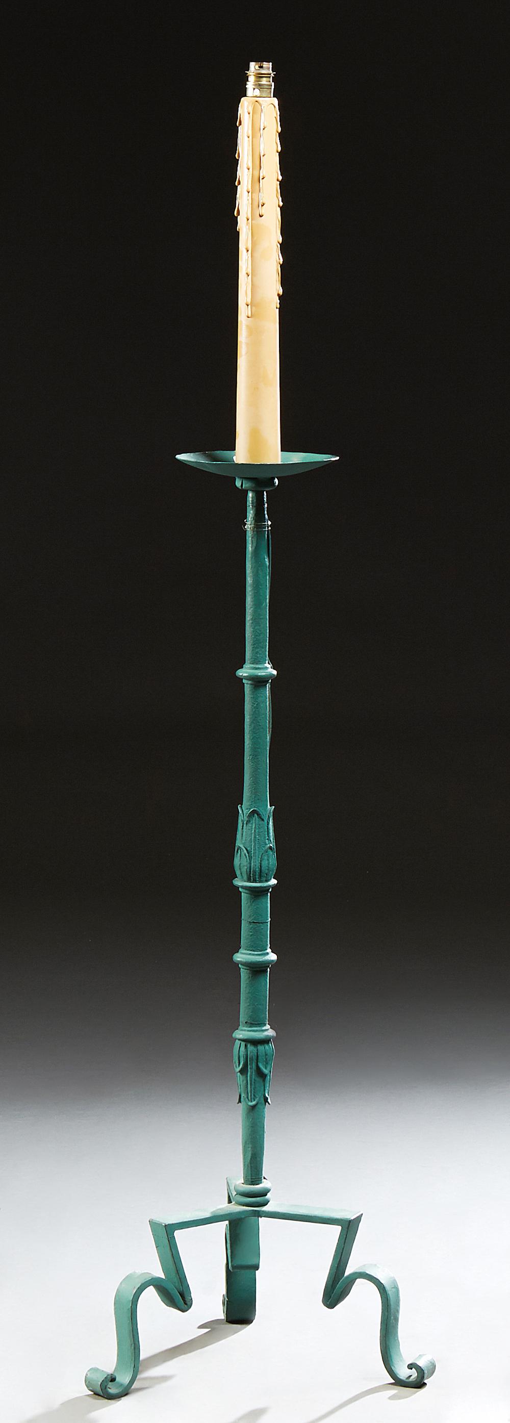 French Wrought Iron Candle Form Floor Lamp, early 20th (1 of 2)