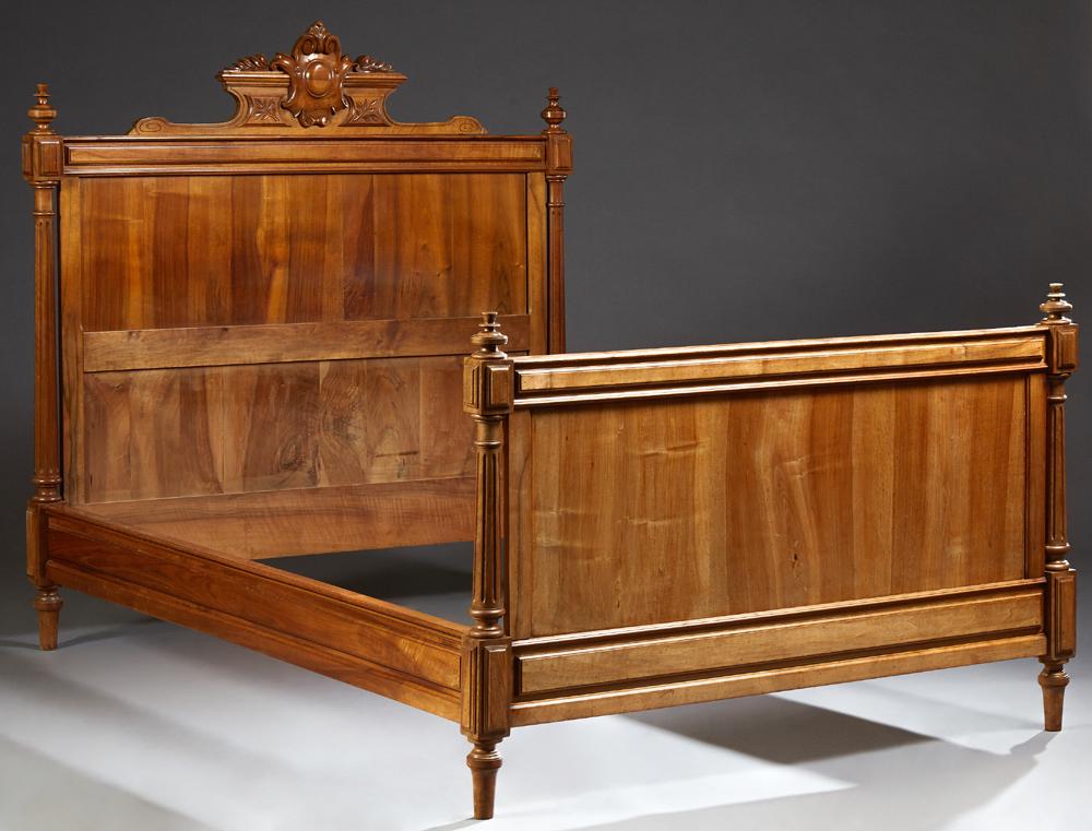 French Louis XVI Style Carved Walnut Double Bed, 20th (1 of 1)
