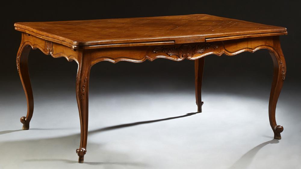 French Louis XV Style Carved Mahogany Draw Leaf Table, (1 of 2)