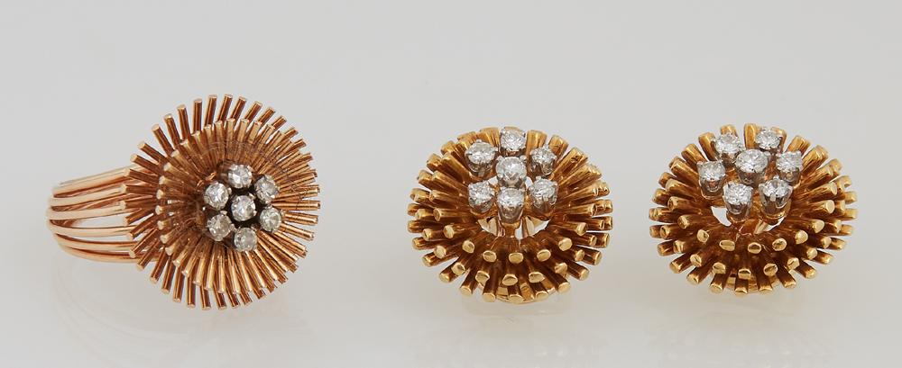 Three Piece 18K Rose Gold "Starburst" Jewelry Set, (1 of 1)