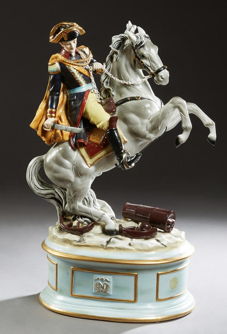 Large Meissen Style Polychromed Porcelain Figure, 20th (1 of 2)