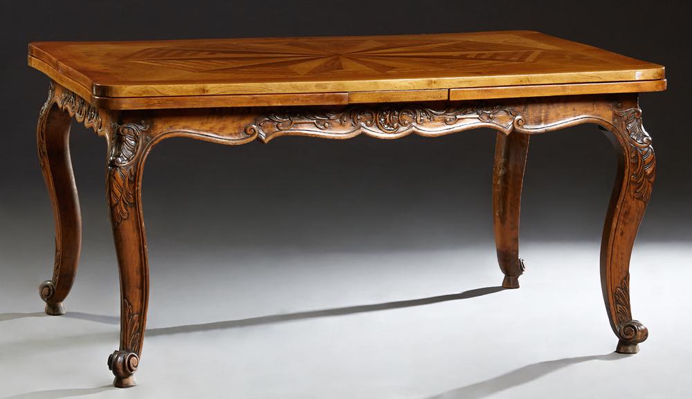 Louis XV Style Carved Mahogany Draw Leaf Dining Table, (1 of 13)