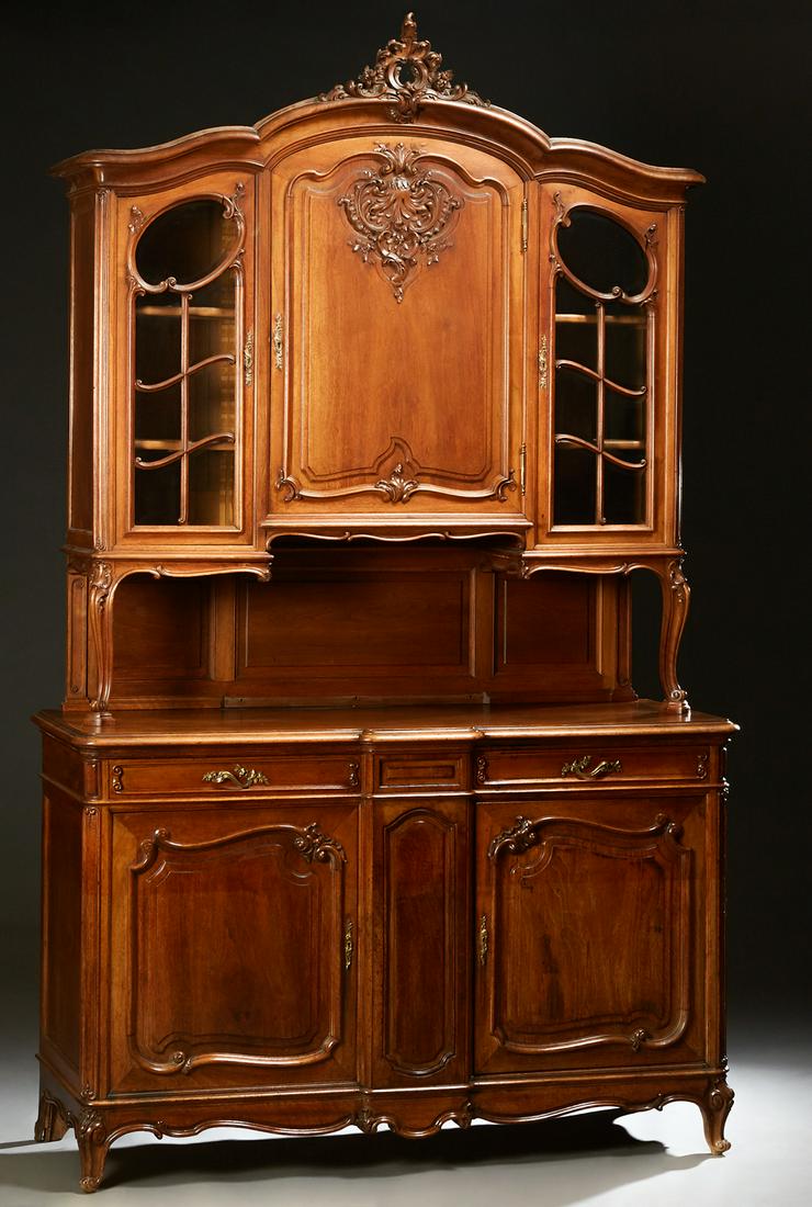 French Provincial Louis XV Style Carved Walnut Buffet a (1 of 1)
