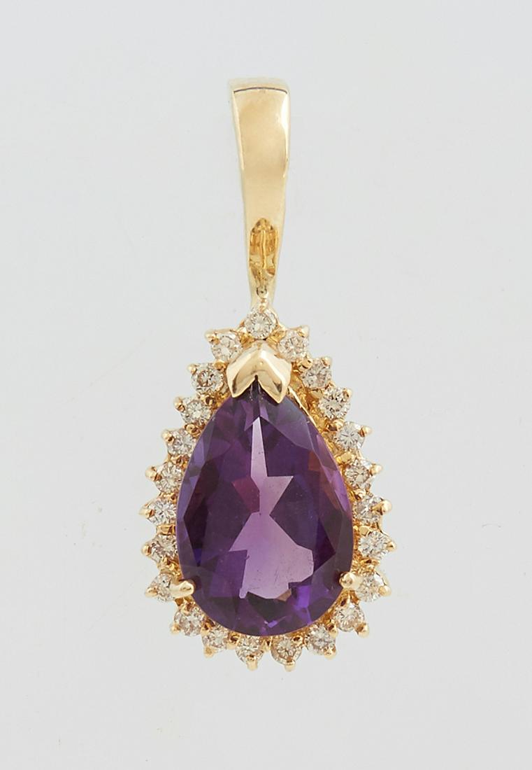 14K Yellow Gold Pendant, with a 5 carat pear shaped (1 of 1)