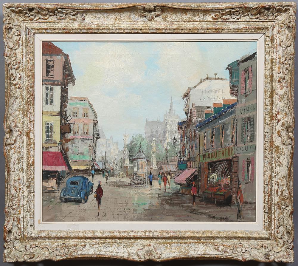 Th. V. Dorshot (Dutch), "French Street Scene," 20th c., (1 of 2)