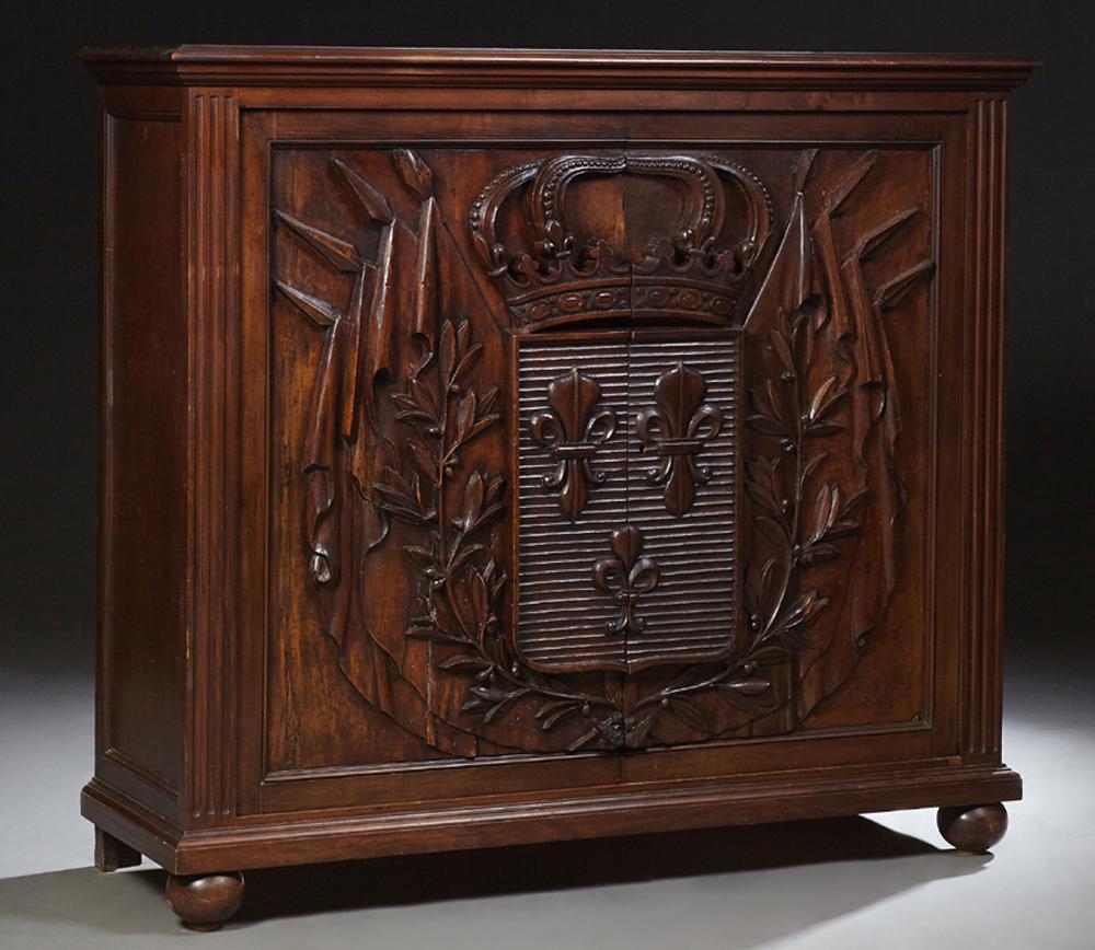 French Carved Walnut Sideboard, 19th c., the stepped (1 of 1)