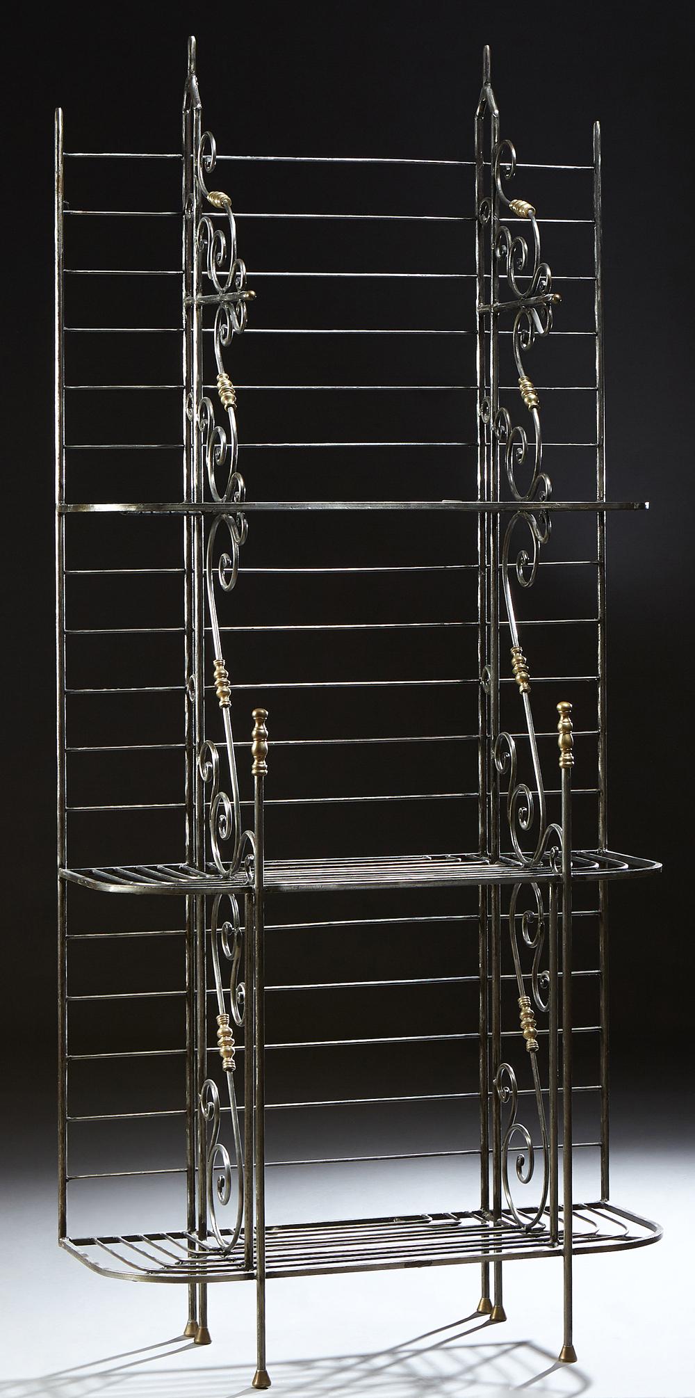 French Style Cast Iron and Brass Baker's Rack, 20th c., (1 of 1)
