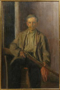 Wayman Adams (1883-1959, Texas), "Portrait of Benny: Wayman Adams (1883-1959, Texas), "Portrait of Benny Denton," oil on canvas, signed upper left, framed, H.- 50 in., W.- 32 3/4 in. Provenance: Estate of Wayman Adams, and descended in family: private C