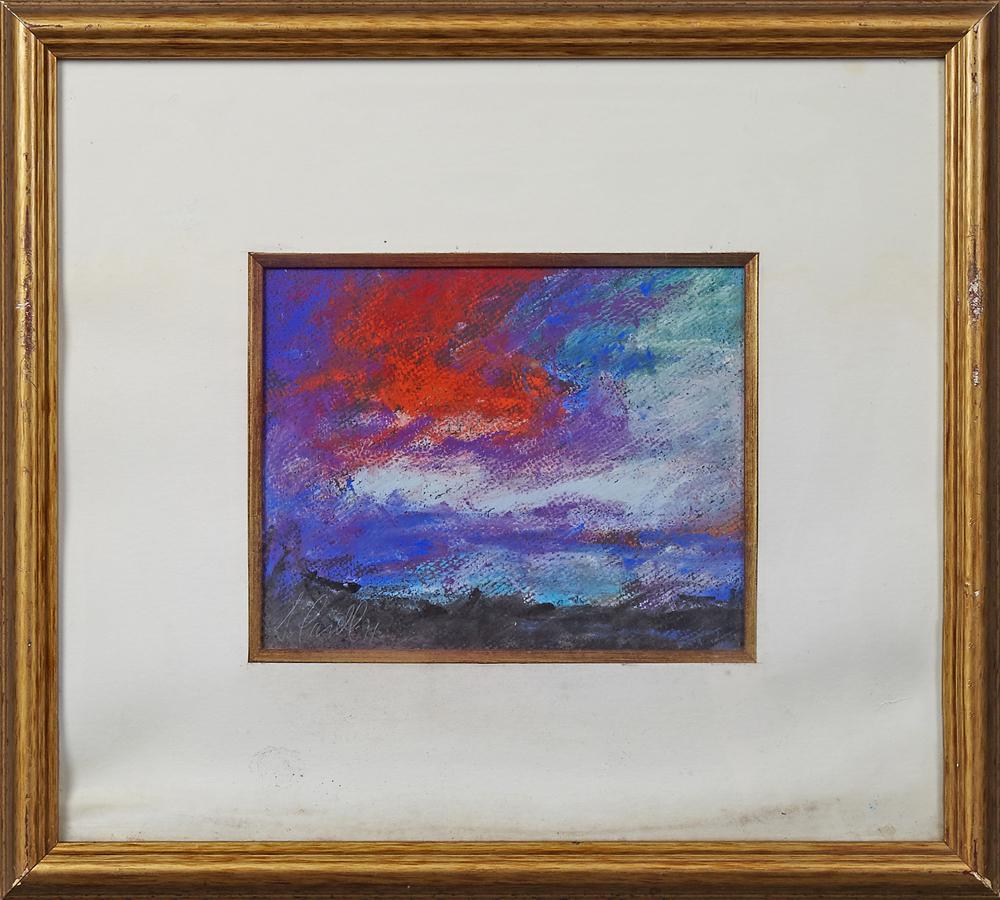 Joachim Cassell (Spanish, New Orleans), "Sunset: Joachim Cassell (Spanish, New Orleans), "Sunset Clouds," 2011, pastel, signed and dated lower left, titled verso, presented in a gilt frame, H.- 7 3/4 in., W.- 91/2 in.