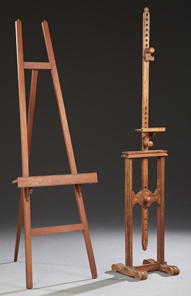 Two Adjustable Artist's Easels, 19th c., one of birch (1 of 1)