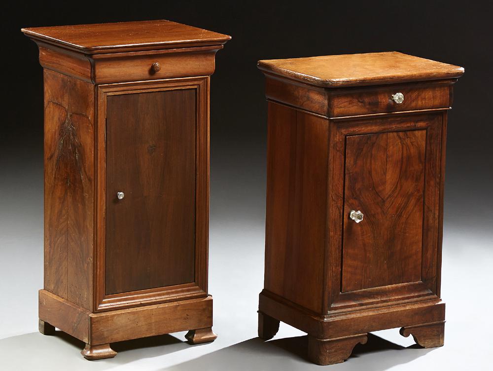 Two Louis Philippe Carved Walnut Nightstands, c. 1860, (1 of 1)