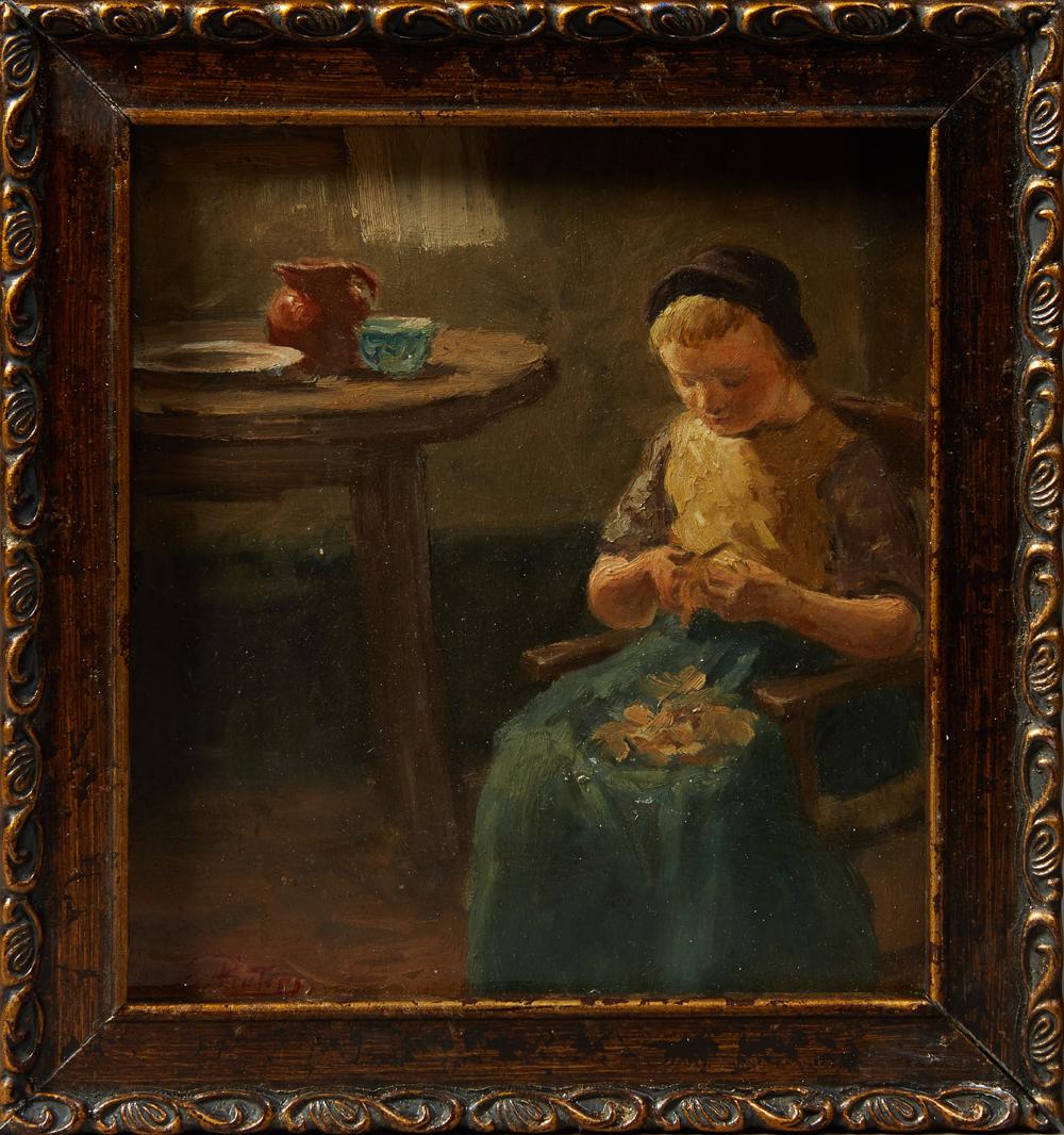 Evert Pieters (1856-1932, Dutch), "Kitchen Scene," 19th (1 of 3)