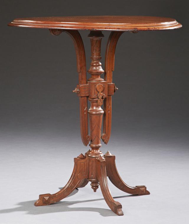 American Carved Walnut Eastlake Center Table, c. 1900, (1 of 1)