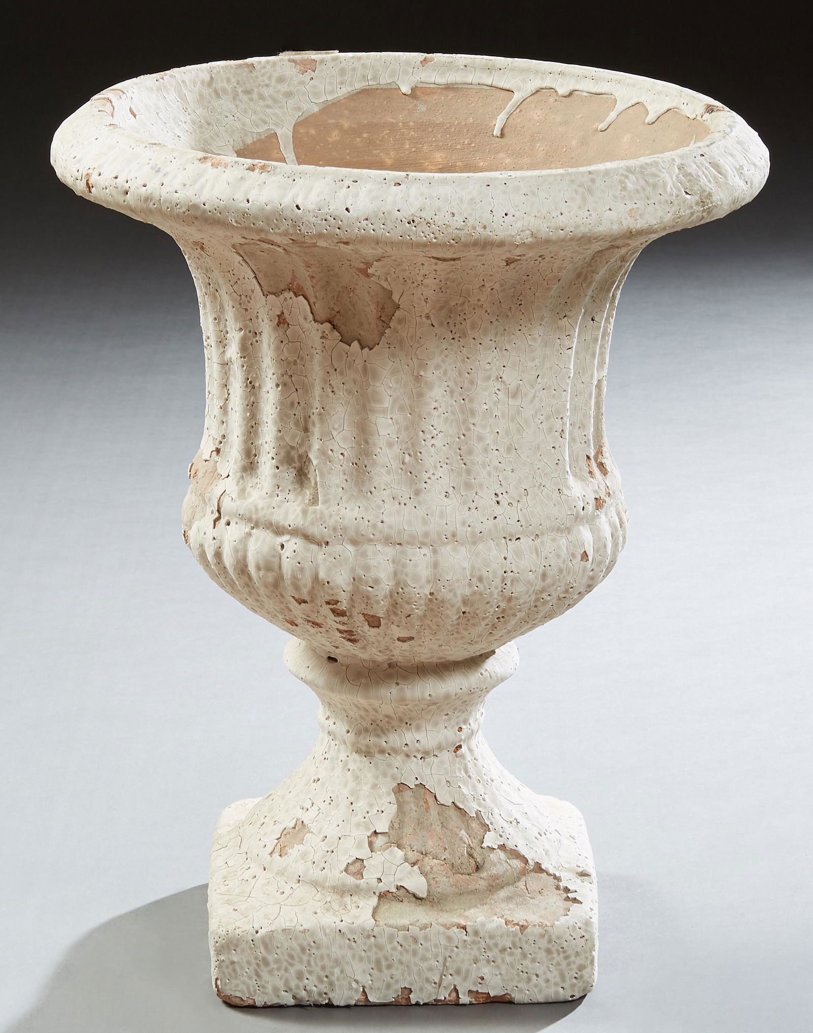 White Glazed Terracotta Campana Form Garden Urn, early (1 of 3)