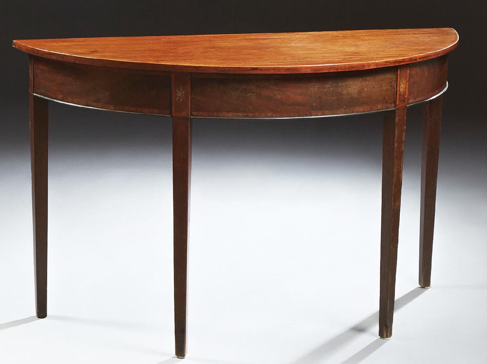 English Inlaid Mahogany Hepplewhite Style Demilune (1 of 1)
