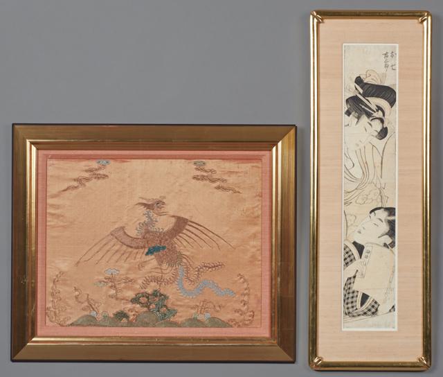Chinese Embroidery on Silk, 19th c., of a flying bird, (1 of 1)