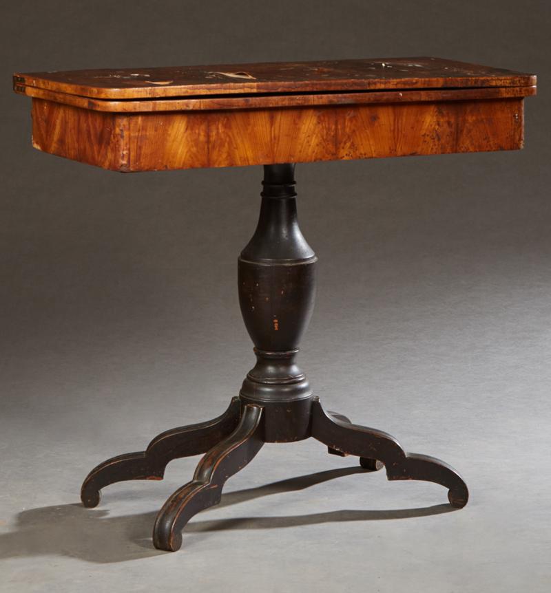American Classical Carved Walnut Games Table, 19th c., (1 of 1)