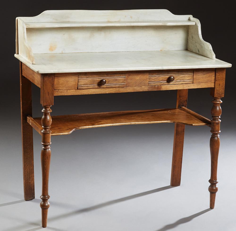 French Provincial Carved Poplar Marble Top Washstand, (1 of 1)