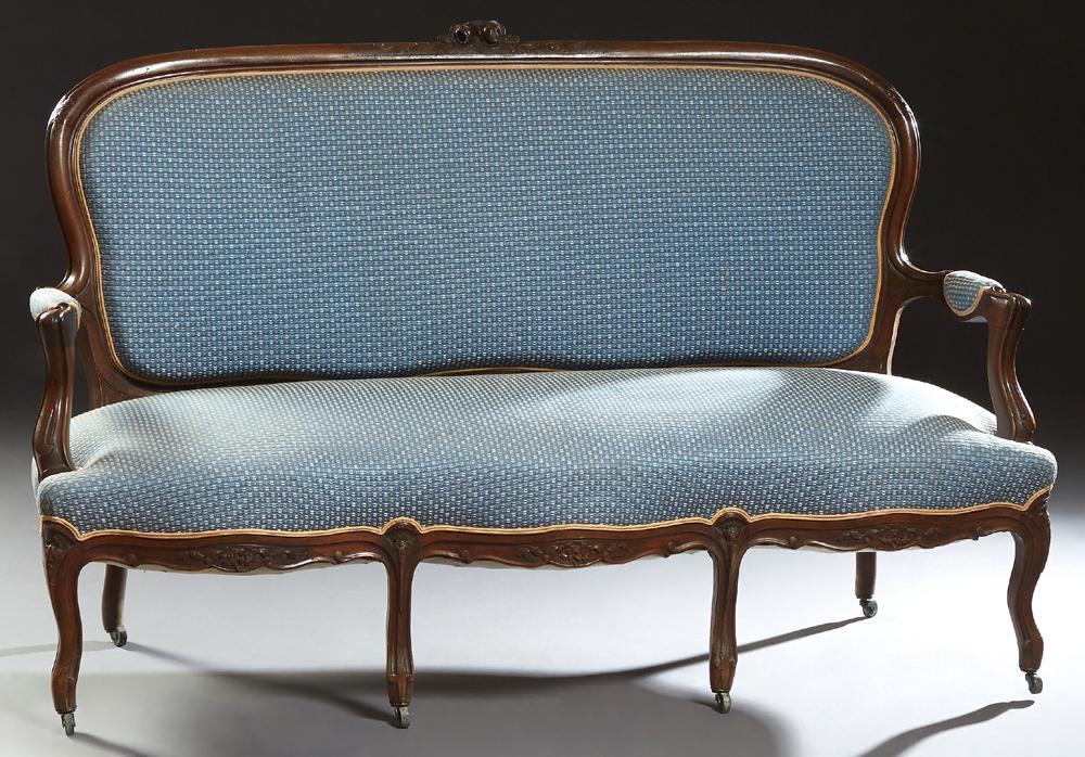 French Louis XV Style carved Walnut Settee, late 19th (1 of 1)