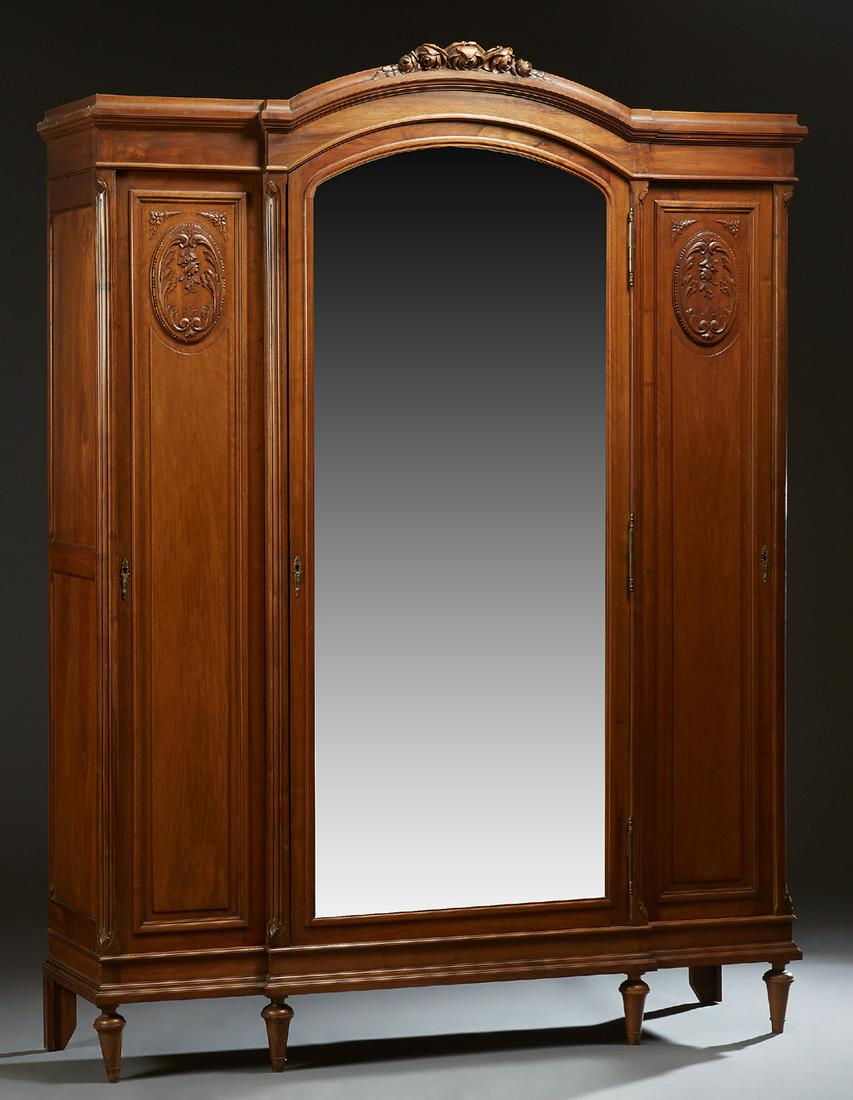French Louis XV Style Carved Walnut Armoire, c. 1910, (1 of 1)