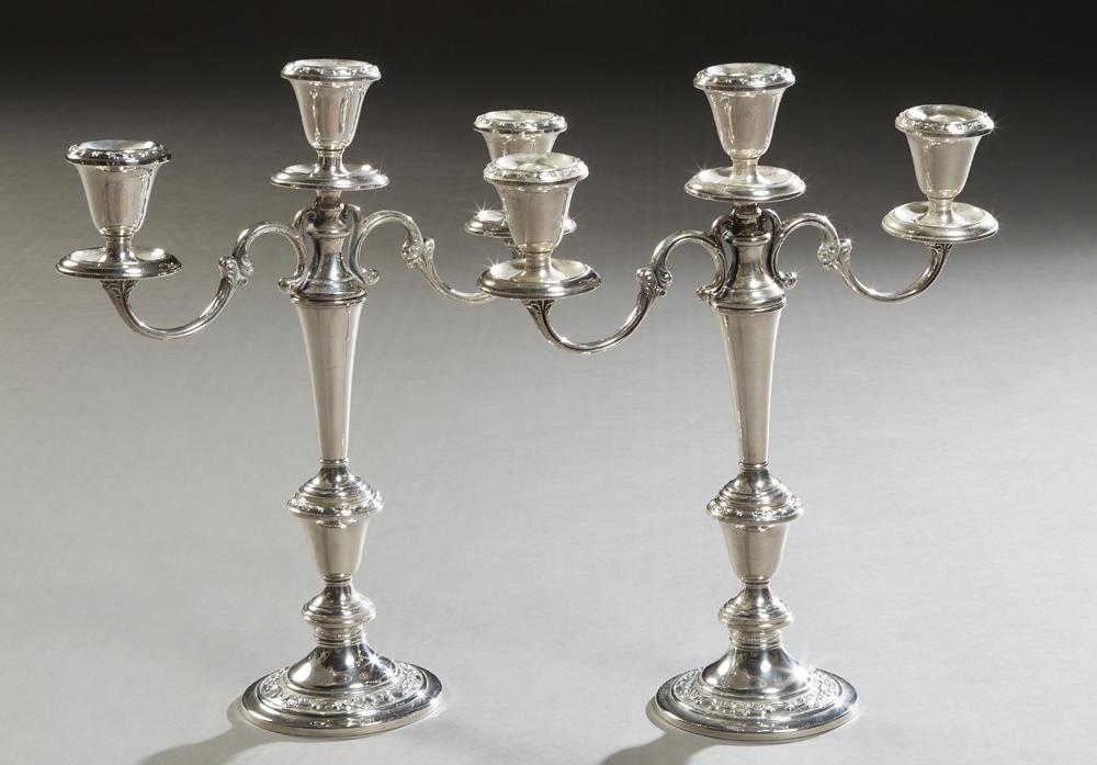 Pair of Gorham Sterling Weighted Three Light (1 of 2)