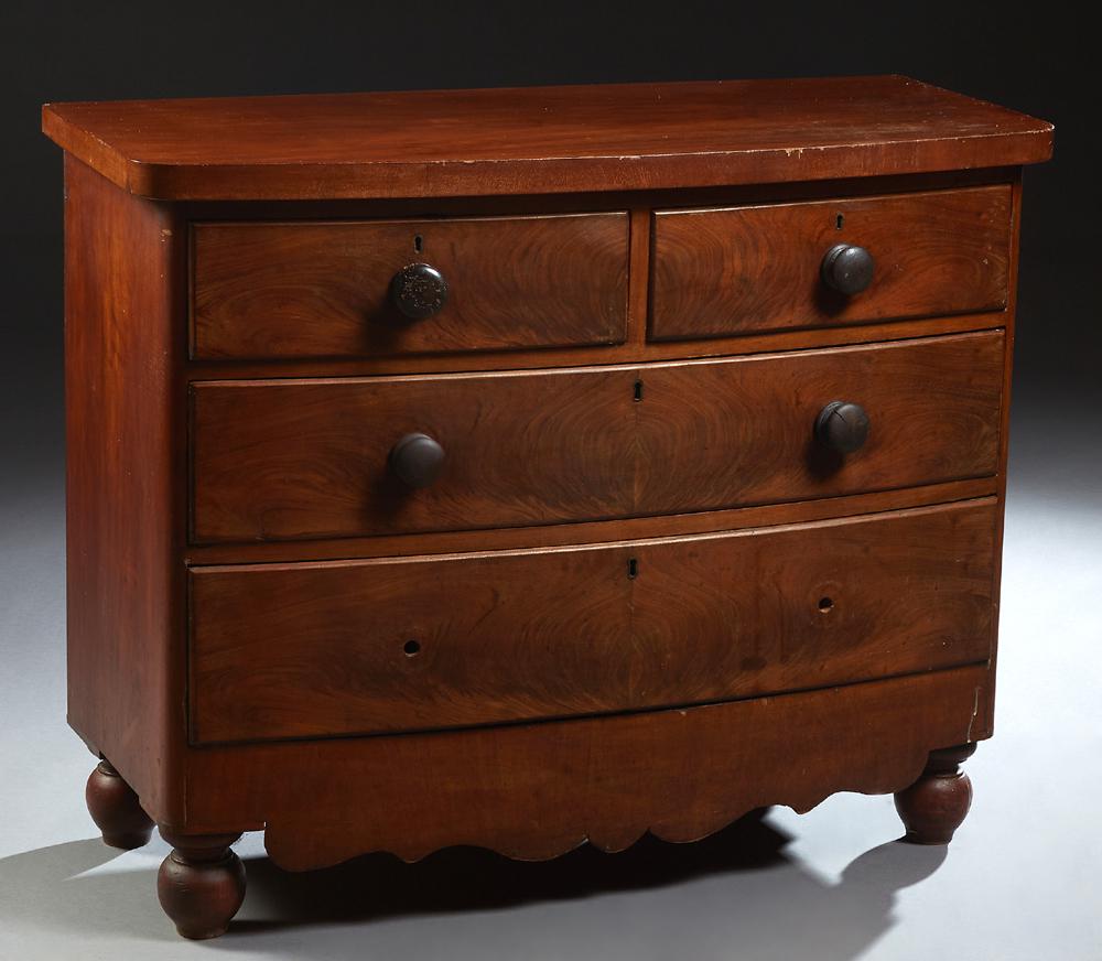 English Georgian Carved Mahogany Bowfront Chest, 19th (1 of 1)