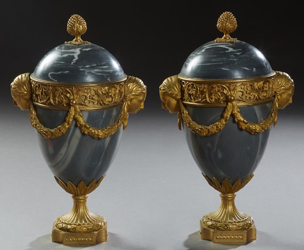 Pair of Louis XVI Style Gilt Bronze Mounted Gray Marble (1 of 13)