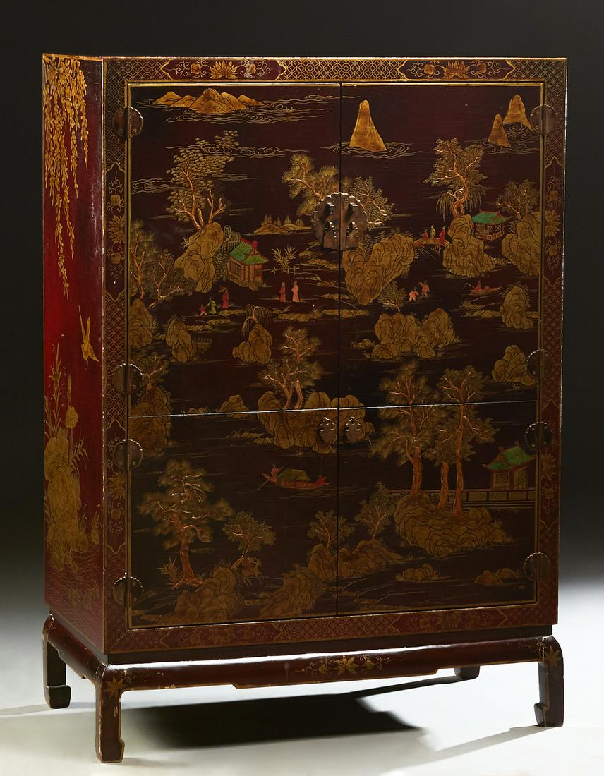 Chinese Red Lacquered Cabinet, late 19th c, with a (1 of 1)