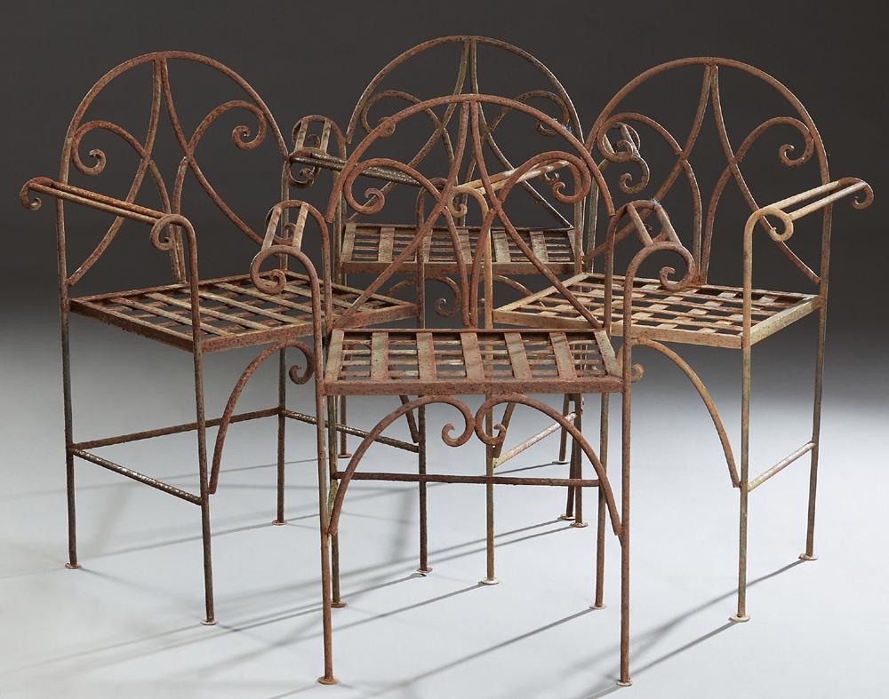 Set of Four Cast Iron Garden Armchairs, 20th/21st c., (1 of 1)