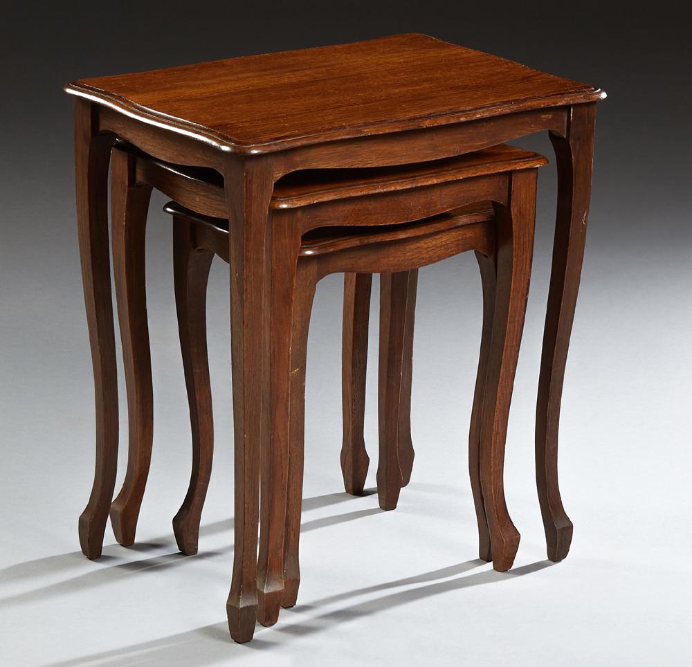 Nest of Three Louis XV Style Carved Oak Side Tables, (1 of 2)