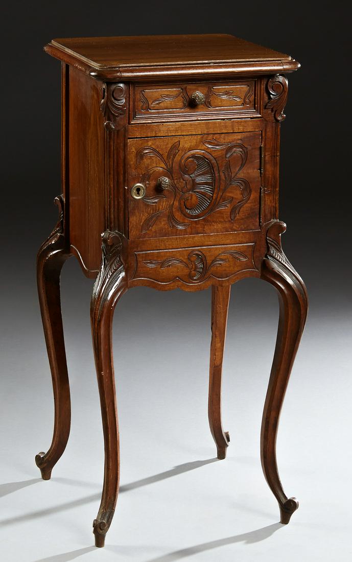 French Louis XV Style Carved Walnut Nightstand, early (1 of 1)