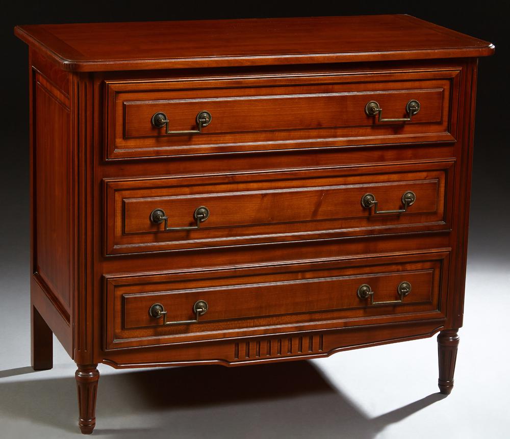 French Louis XVI Style Carved Cherry Commode, 20th c., (1 of 2)