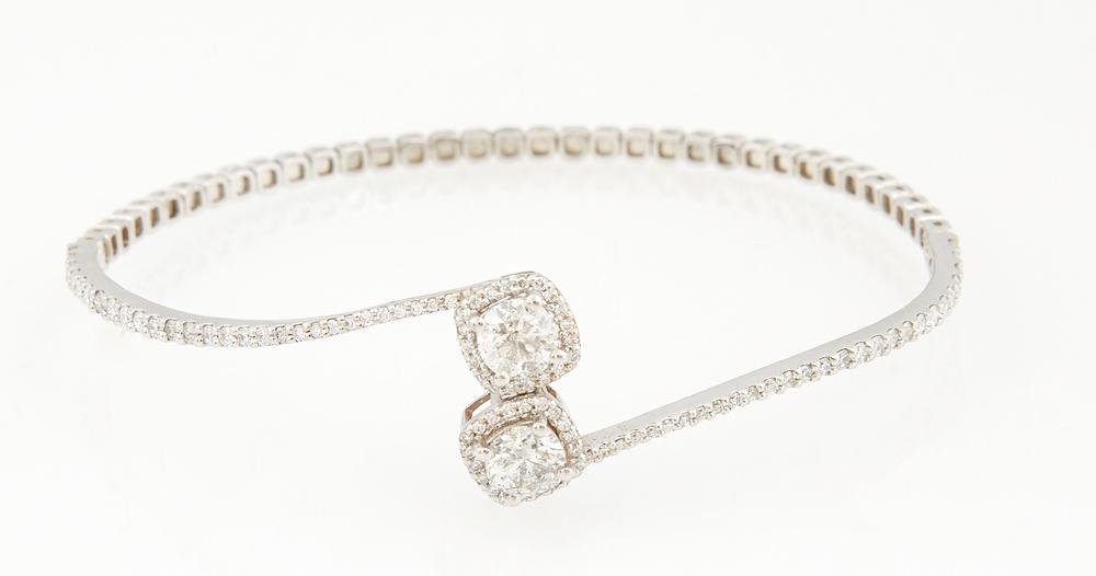 14K White Gold Bypass Flexible Bangle Bracelet, each (1 of 2)