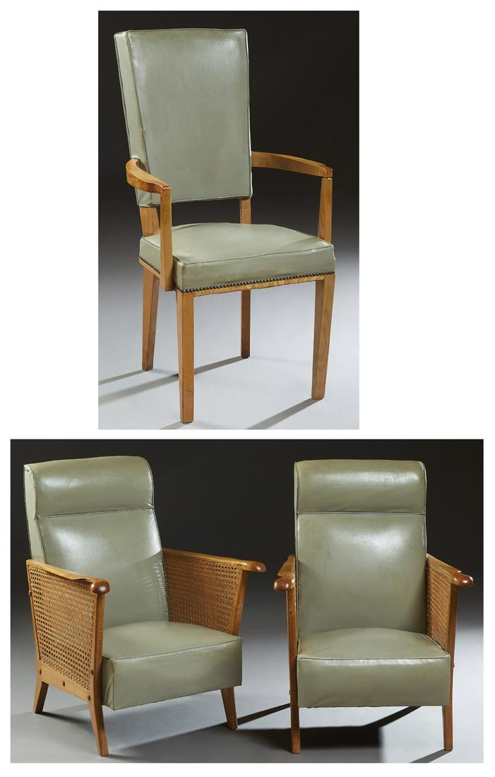 Group of Three French Mid-Century Modern Carved Oak (1 of 3)