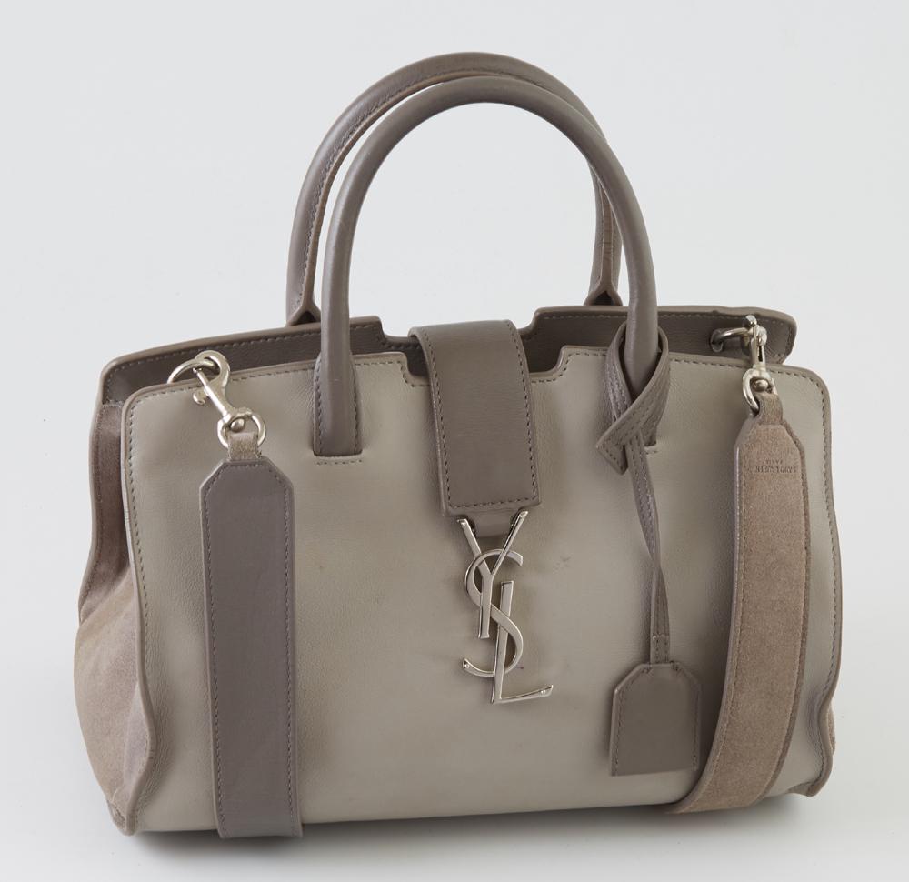 Yves-Saint-Laurent Smooth Grey Leather and Suede (1 of 4)