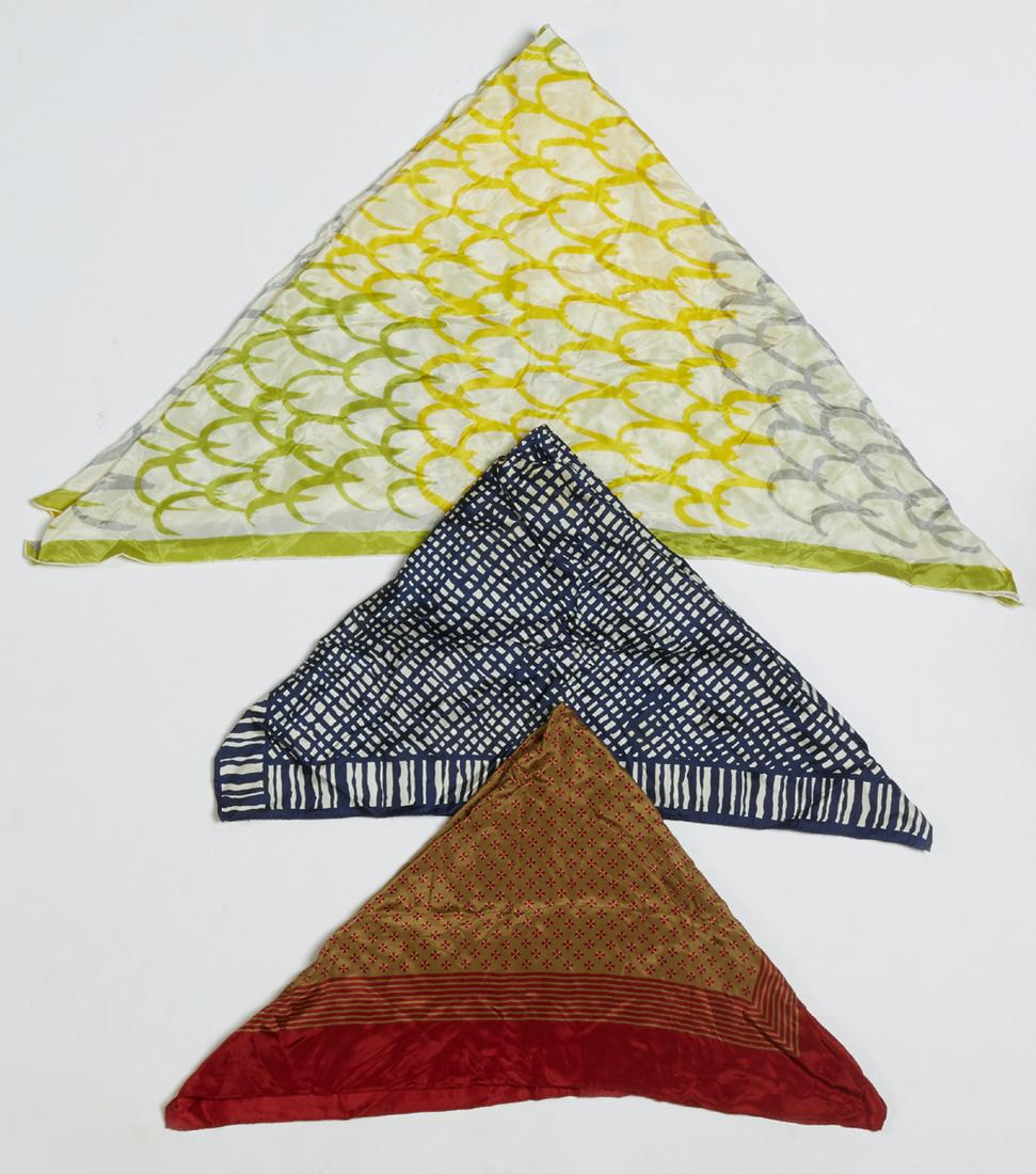 Group of Three Silk Scarves, Largest- H.- 35 in., W.- 3 (1 of 1)