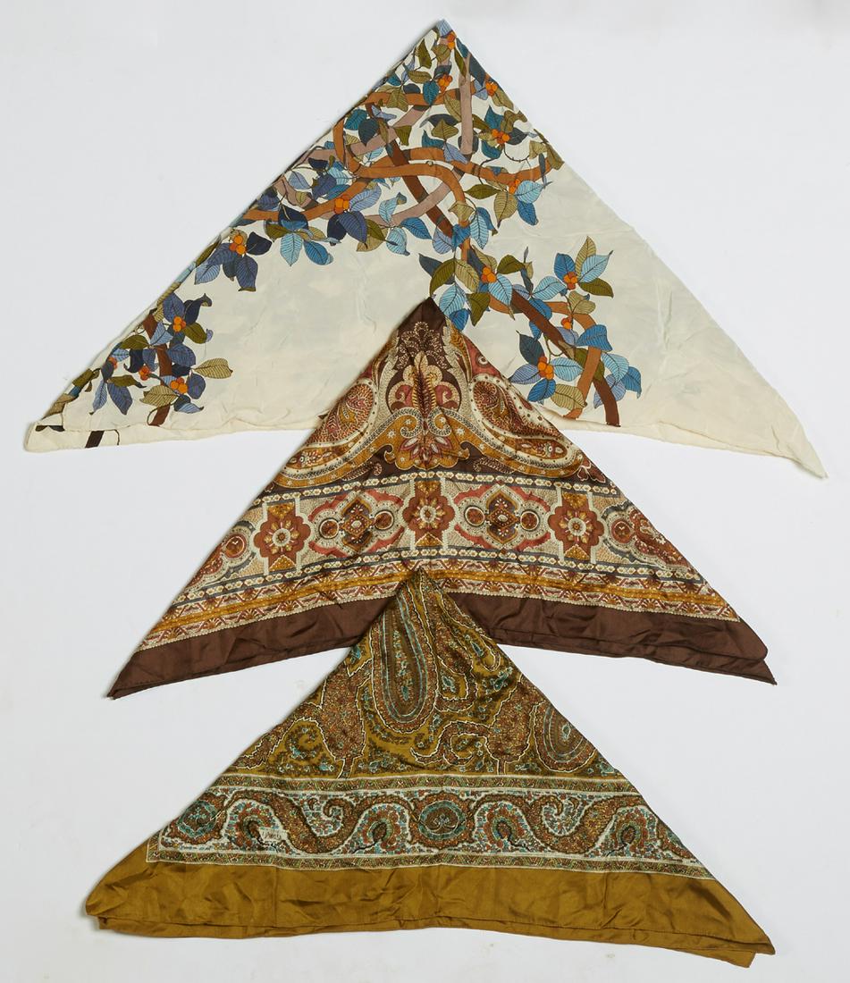 Group of Three Silk Scarves, Largest- H.- 35 in., W.- 3 (1 of 1)