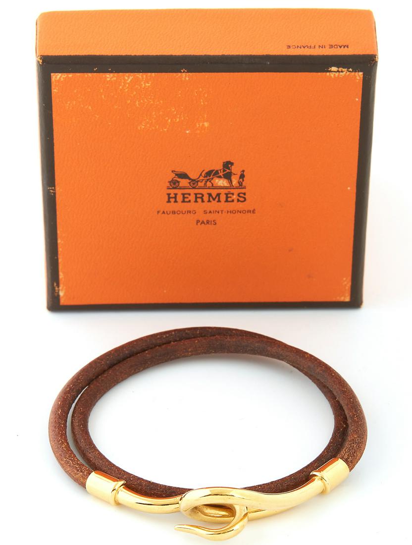 Hermes Jumbo Double Tour Bracelet, with gold stainless (1 of 2)