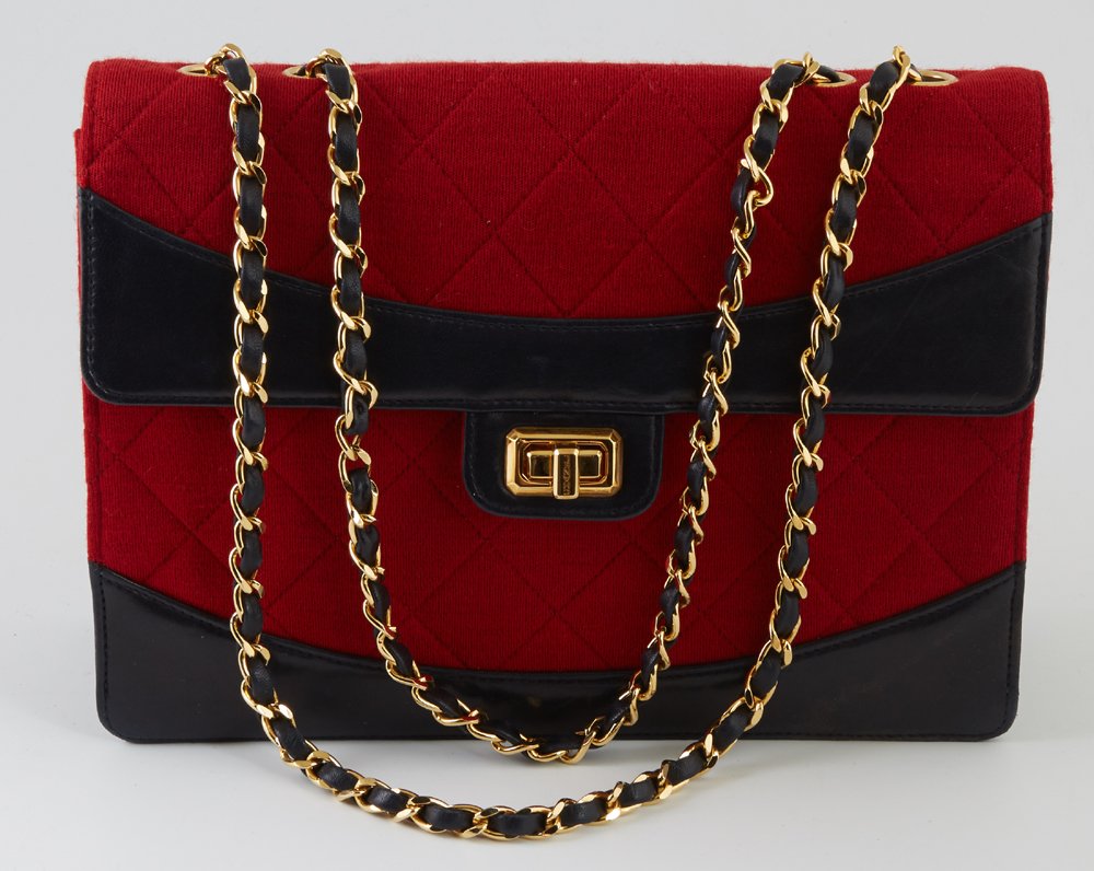 Vintage Chanel Single Flap Red Quilted Canvas Shoulder (1 of 2)