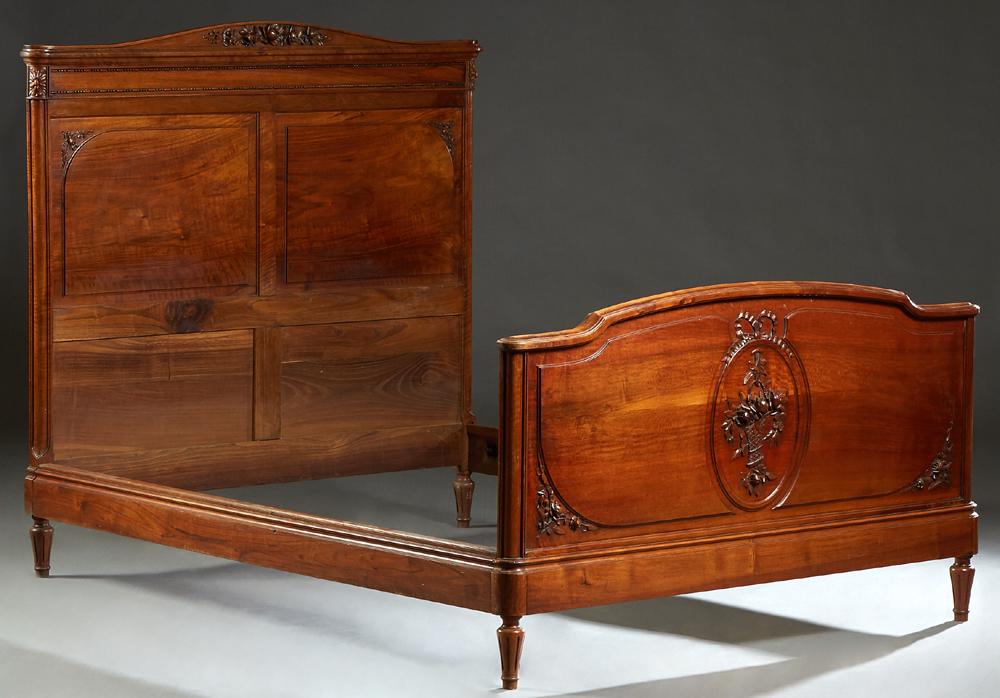 French Carved Walnut Louis XVI Style Double Bed, 20th (1 of 1)